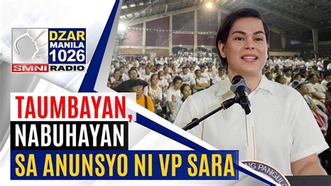 SonshineNewsBlast Taumbayan Nabuhayan Sa Anunsyo Ni VP Sara YouTube