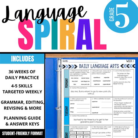 5th Grade Daily Language Spiral Review Differentiated Teaching With Rebecca Davies