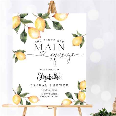 Citrus Lemon Bridal Shower Welcome Sign Rustic She Found Her Main