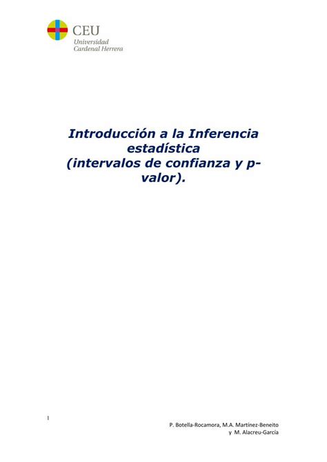 PDF Introducción a la Inferencia estadística intervalos de PDF