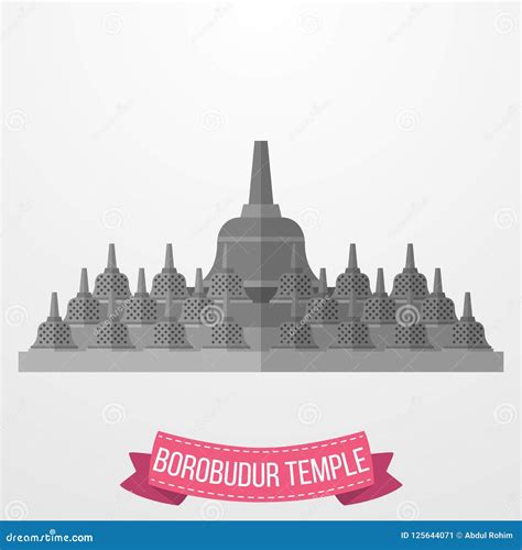 Borobudur Temple Stupa Indonesian Landmark Buddhist Temple Cartoon