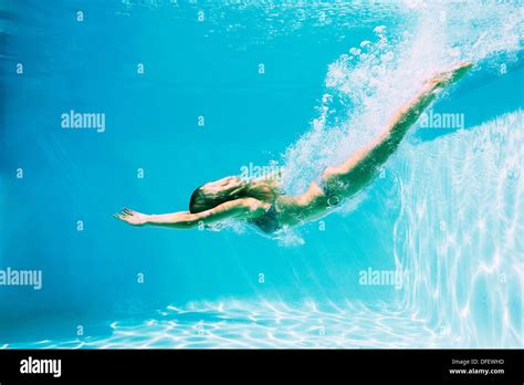 Woman Swimming Underwater Bikini Hi Res Stock Photography And Images