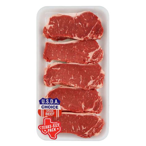 H E B Beef New York Strip Steak Boneless Thick Club Pack Usda Choice