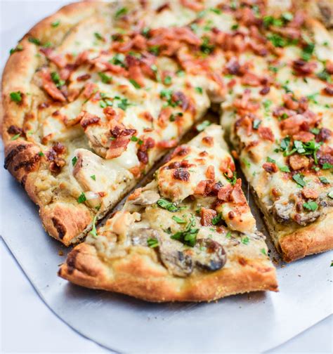 Creamy Mushroom And Chicken Pizza