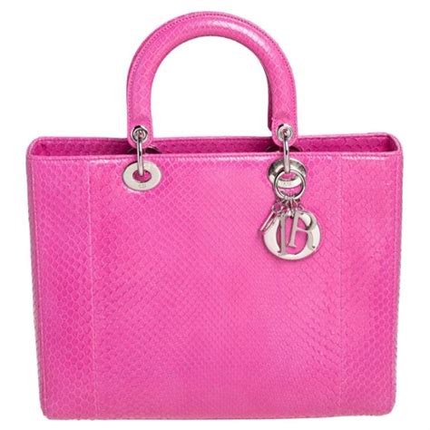 Dior Pink Python Large Lady Dior Tote Dior | The Luxury Closet