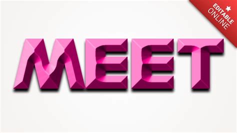 Meet Pink Bevelled Text Effect Generator