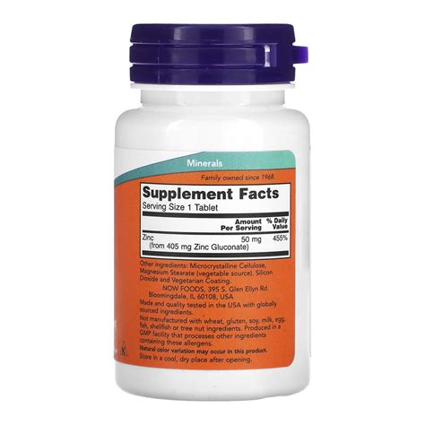 Now Foods Zinc Gluconate Mg Tabs Amazon Suplementos