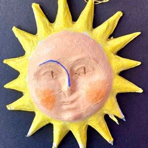 4 Piece Set Paper Mache Sun Ornament Mid Century Mod Celestial Etsy