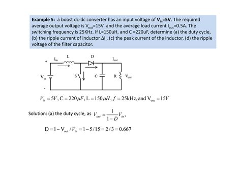 Example 5 DC DC converter - Example 5: a boost dc‐dc converter has an ...