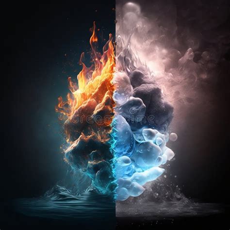 Abstract Background Contrast between Fire and Ice, Generative Ai Stock ...