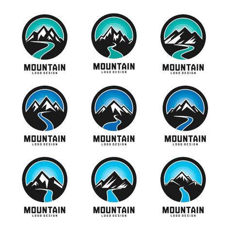 Premium Vector Mountain And River Logo Design Set