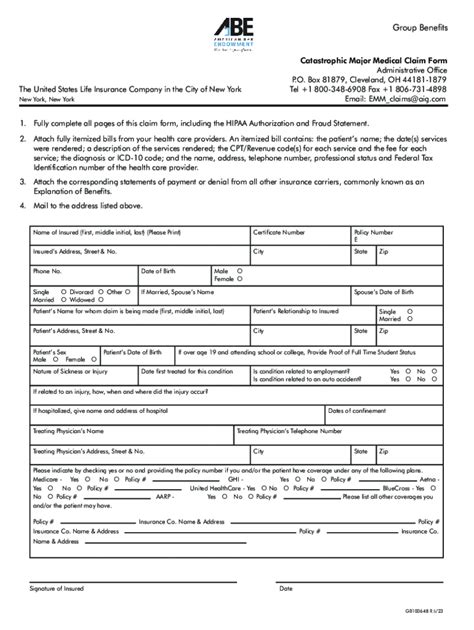 Fillable Online Excess Major Medical Claim Form Spl Pdf Jj Stanis Fax