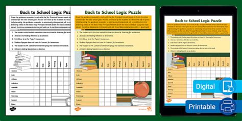 Back To School Logic Puzzle L Enseignant A Fait Twinkl