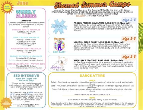 Summer Class Schedule - Suzanne's School of Dance