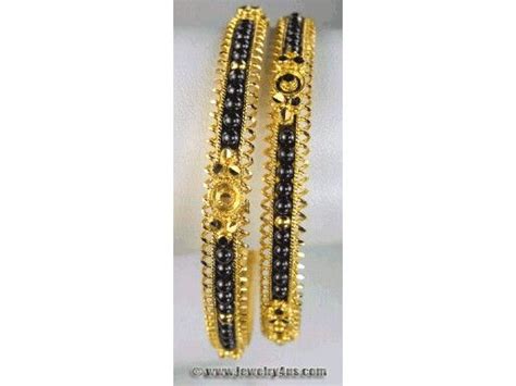 Black Bead Bangles 5 Gold Bangles Design Gold Mangalsutra Designs