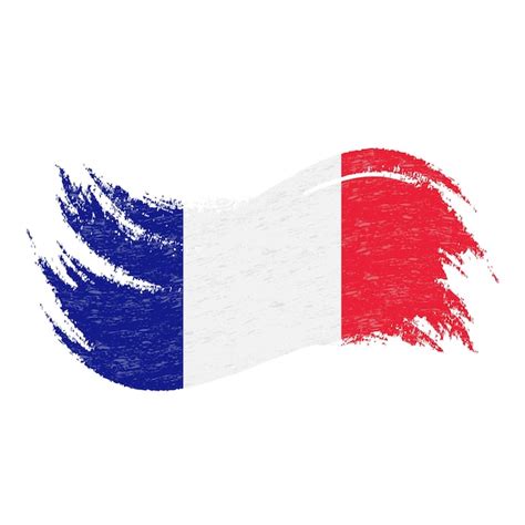 Bandera nacional de francia diseñada con pinceladas aisladas sobre un