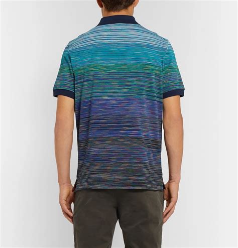 Missoni Slim Fit Space Dyed Cotton Piqué Polo Shirt Men Blue Missoni