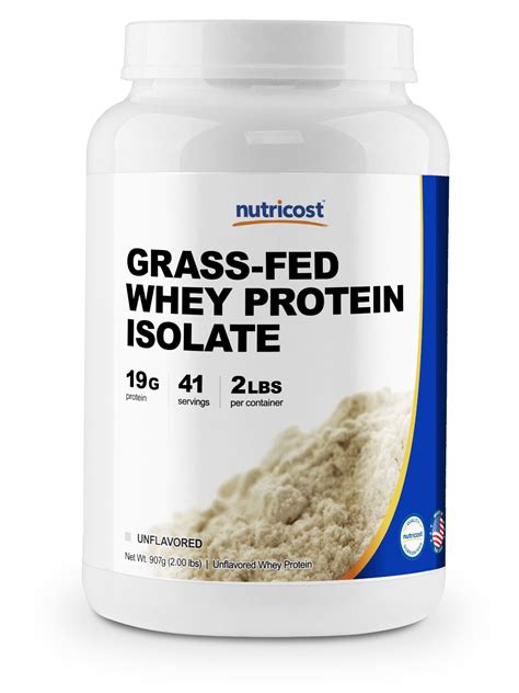 Nutricost Grass Fed Whey Protein Isolate Unflavored 2lbs Non Gmo