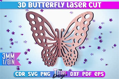 3D Butterfly Laser Cut SVG Butterfly Graphic By The T Store Design