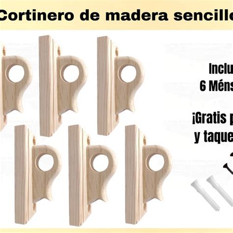 Cortinero De Madera Sencillo 1 3 Pares 239 Cortineros De Madera