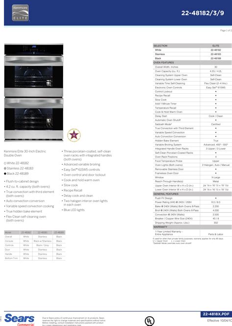 Kenmore Elite 30 Double Wall Oven Installation Instructions