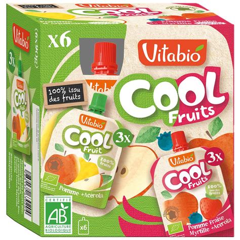 VITABIO Vitabio Cool Pomme Pomme Fraise Myrtille 6x90g Pas Cher Auchan Fr