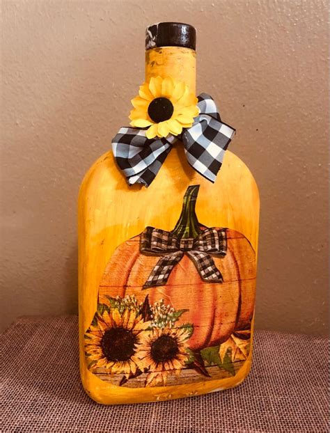 DIY Glass Bottle Decoupage Fall Decor In 2024 Halloween Wine Bottle