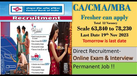 Vacancy For Ca Cma Mba In Central Bank Central Bank Of India