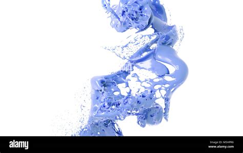 Color Paint Splash Stream Of Light Blue Dyed Water 3d Illustration