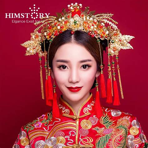 Himstory Chinese Traditional Bridal Headdress Tassels Hairpin Women