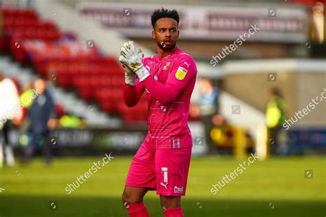 Swindon Towns Goalkeeper Jojo Wollacott Celebrates Editorial Stock