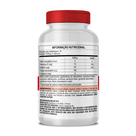 Licopeno Trans Resveratrol Vitamina E Sel Nio C Psulas Mg