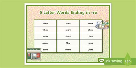 5 Letter Words Ending In Re Word Mat Profesor Hizo