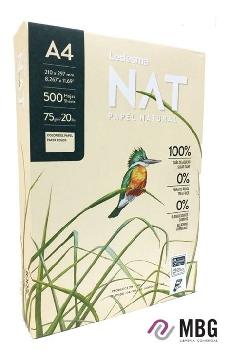 Resma A4 Ledesma Nat Papel Natural 75gr 500 Hojas MBG LIBRERIA COMERCIAL