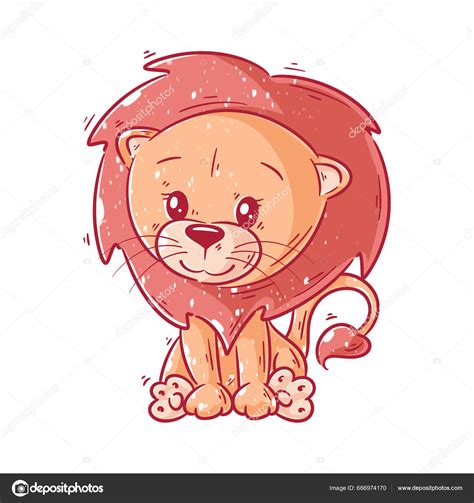 Cute Lion Sitting Cartoon Vector Stock Vektor Af Wawadzgn