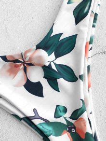 ZAFUL Leaf Print High Leg Bikini Set In WHITE ZAFUL