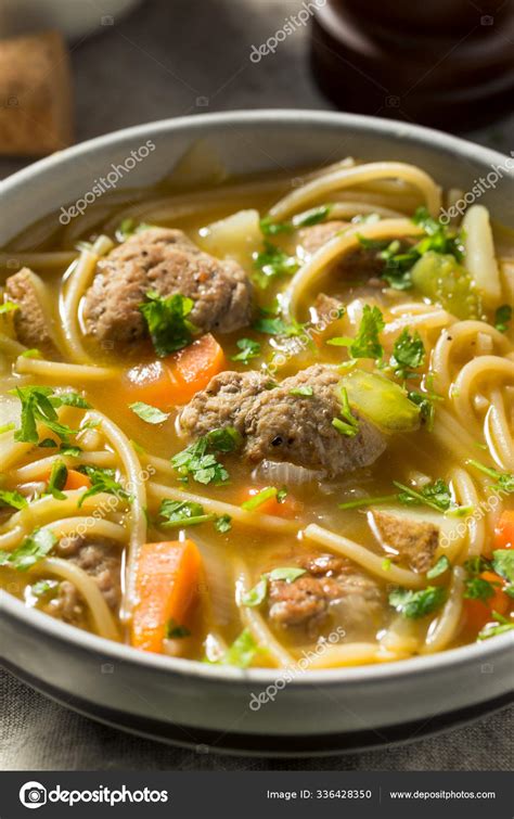 Homemade Sopa A La Minuta Meatball Soup Stock Photo Bhofack2 336428350