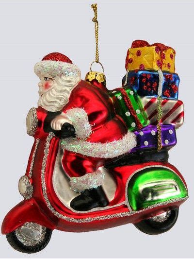 Santa On His Scooter Christmas Ornaments Christmas Decorations