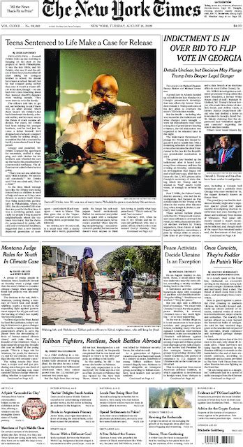 The New York Times In Print For Tuesday Aug 15 2023 The New York Times