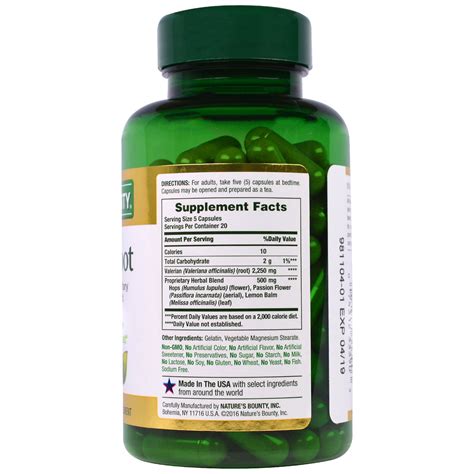 Nature S Bounty Valerian Root With Proprietary Herbal Blend 450 Mg 100 Capsules