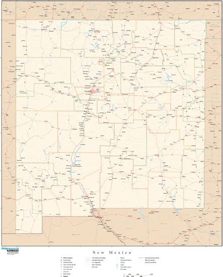 New Mexico Wall Map With Roads By Map Resources Mapsales C The Best Porn Website