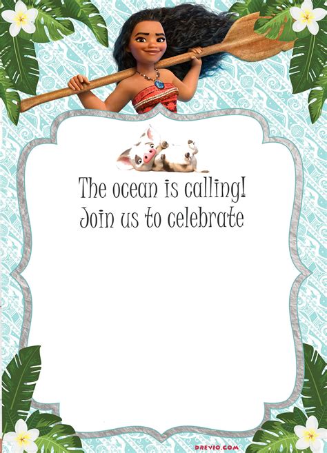 Free Moana Birthday Invitation Template Printable Birthday