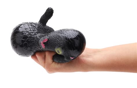 12cm Angry Squeezy Cat Stress Ball Novelty Squeeze Toy Sensory Toys Black Toyland