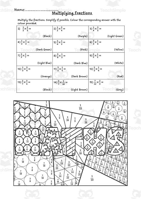 Multiplying Fractions Color By Number Activity By Teach Simple