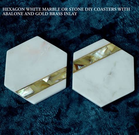 Buy Set Of White Marble Tea Coasters Hexagon Tile Coasters Or