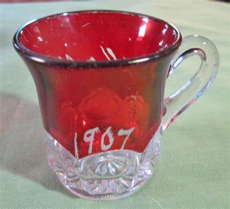 Antique Ruby Red Flash Glass Souvenir Cup By Sunflowercollections