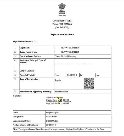 Sample Gst Registration Certificate Indiafilings Learning Centre