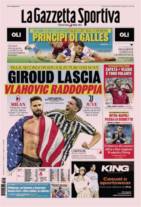 Todays Papers Giroud Leaves Vlahovic Returns Napoli Like Cholo