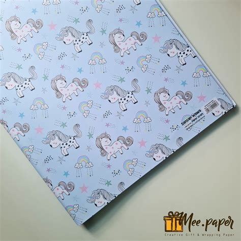 Jual Kertas Kado Sansan Wawa Motif Unicorn Rainbow Bungkus