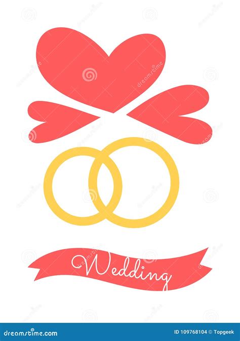 Wedding Rings And Hearts Vector Illustration Stock Vector